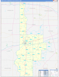 Terre Haute Metro Area Wall Map Basic Style 2026